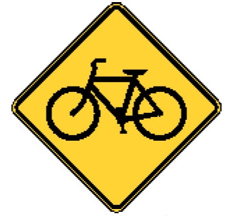 Bicycle warning sign